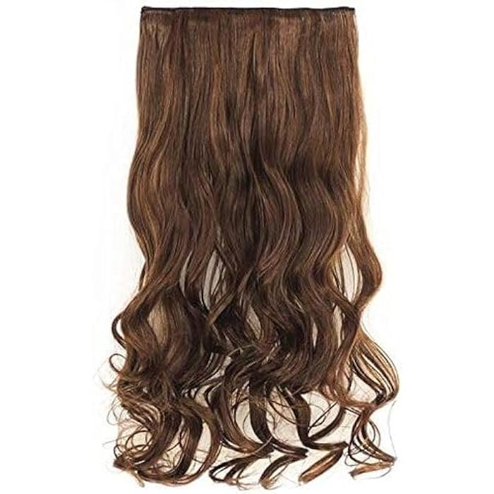 DILLARDS Long Wavy Brown Synthetic Hair Extension With 5 Clips - Image 1